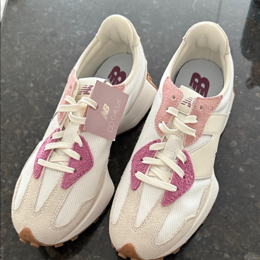New Balance Women's White and Pink Sneakers
